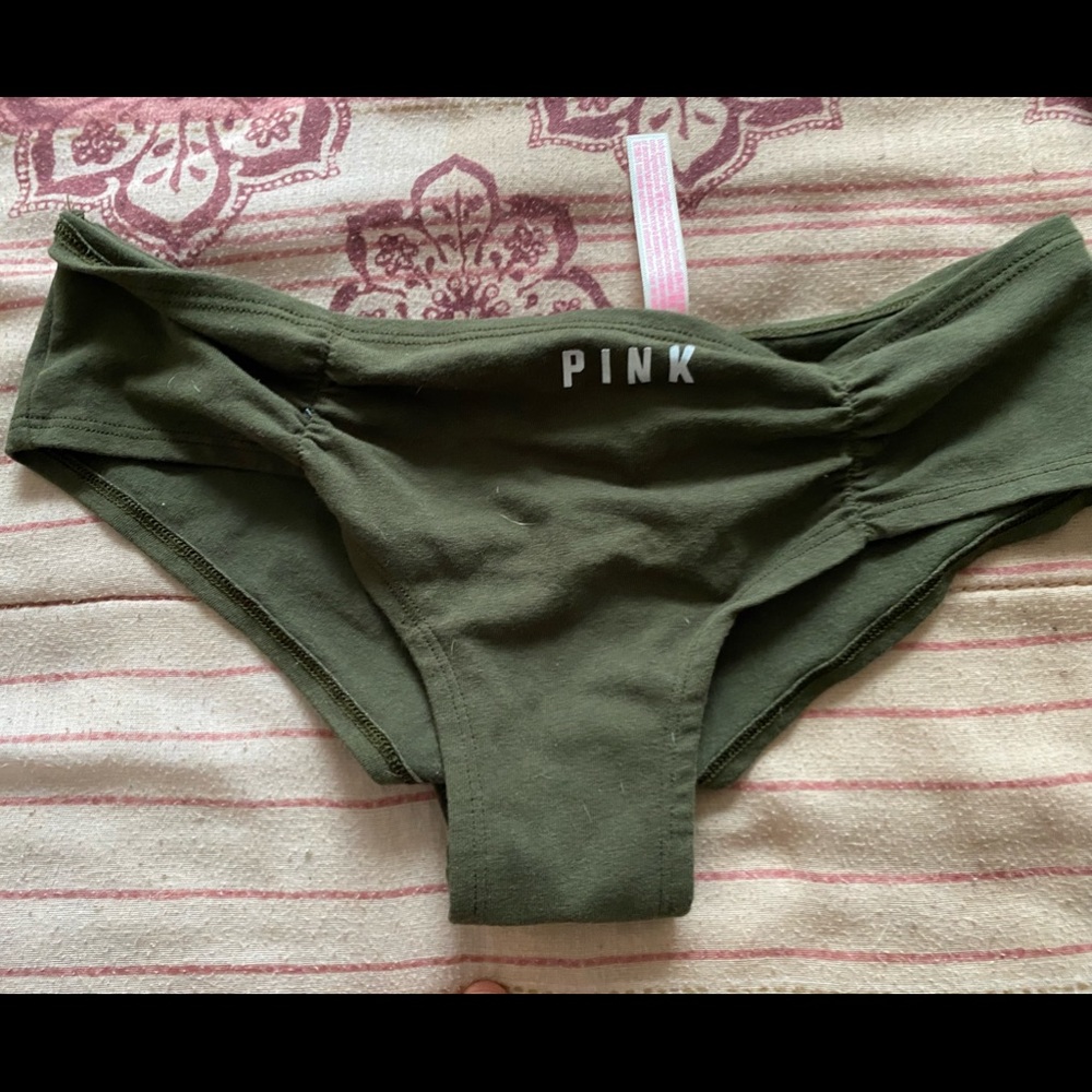 Olive green PINK by VS bikini underwear! Size medium NWT